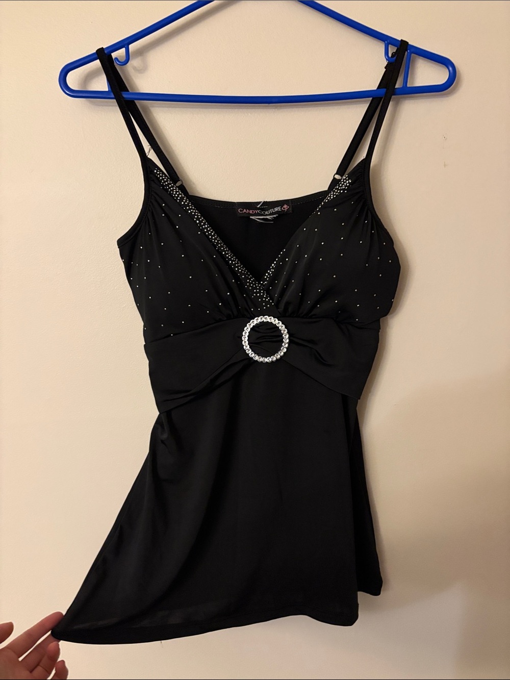 Y2K Candy Couture bedazzled Buckle babydoll Tank